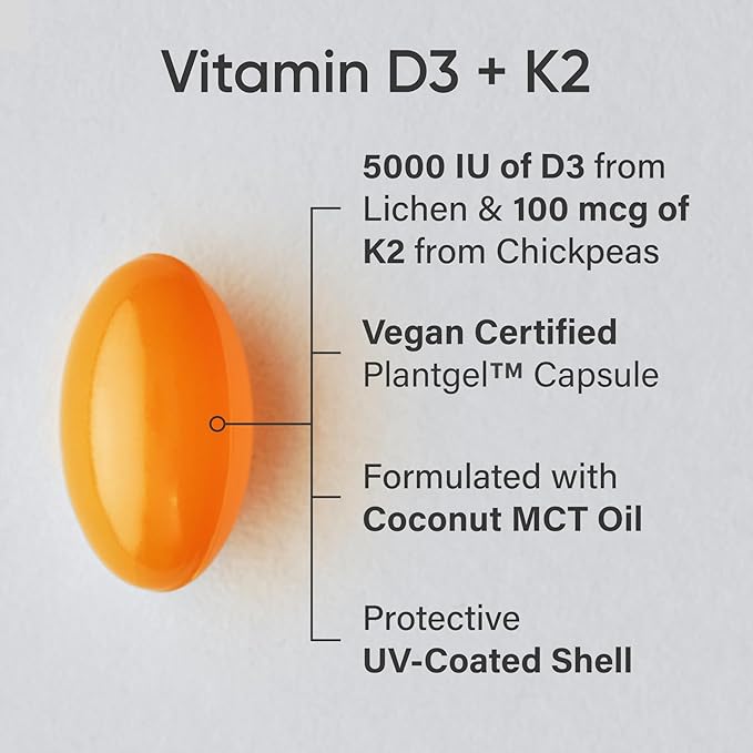 Sports Research® Multivitamin Pack - Vegan Vitamin D 5000iu &amp Mk7 Vitamin K 100mcg Omega-3 Fish Oil 1250mg and Vitamin B-Complex with Methylated B12 &amp Folate