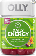 Olly Daily Energy Gummy Caffeine Free Vitamin B12 Coq10 Goji Berry Tropical Flavor 60 720 Count (Pack of 12)