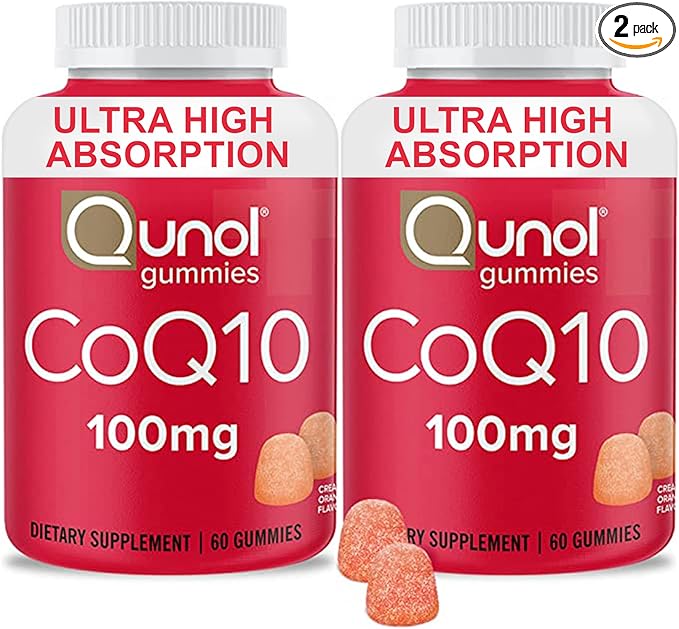 Qunol CoQ10 Gummies CoQ10 100mg Delicious Gummy Supplements Helps Support Heart Health Vegan Gluten Free Ultra High Absorption 2 Month Supply (60 Count Pack of 2)