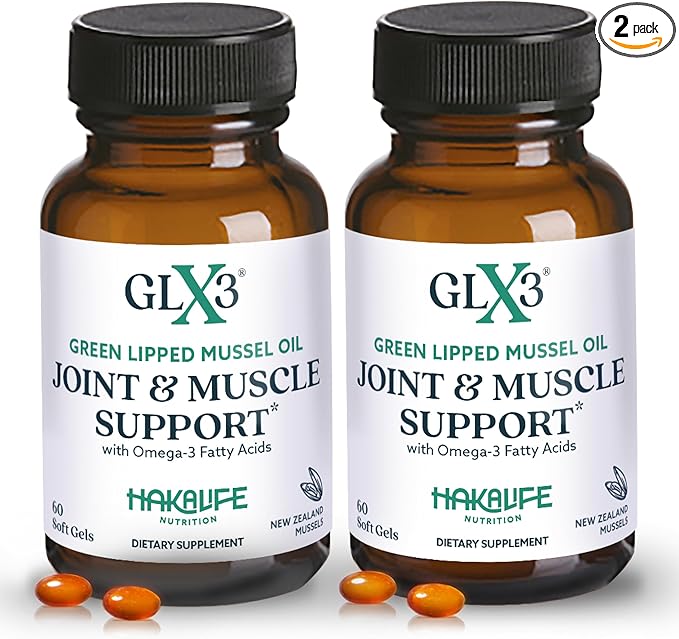 GLX3 Joint Support Extra Strength Omega-3 Supplement | Premium New Zealand Green Lipped Mussel Oil - Comfort Flexibility Muscle Recovery - ETA EPA DHA Omega 3 Capsules 2 Month