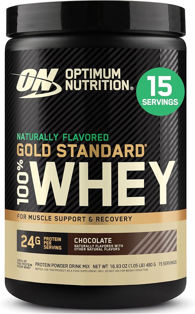 Optimum Nutrition Gold Standard 100% Whey Protein Powder Naturally Flavored Chocolate 15 Servings (Packaging May Vary)