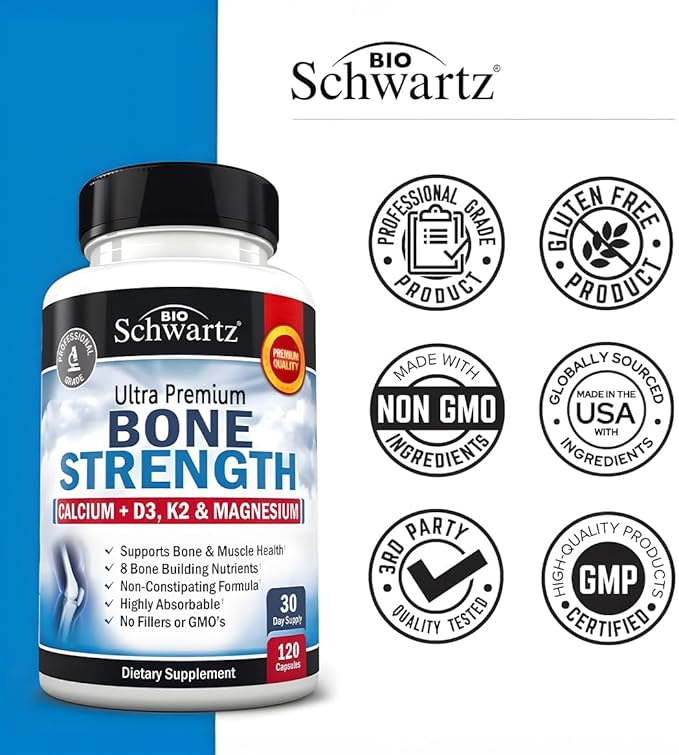 BioSchwartz Herbal Menopause Supplement with Black Cohosh (1 Month Supply) Plus Bone Strength Mineral Supplement with Calcium and Magnesium (1 Month Supply)
