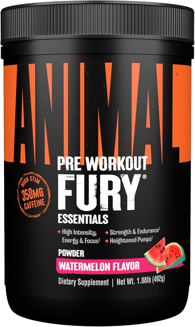 Animal Whey Isolate Protein Powder 25g - 4 lbs Fury Pre Workout Powder 16.96 Oz - Focus Energy Pumps for Bodybuilders