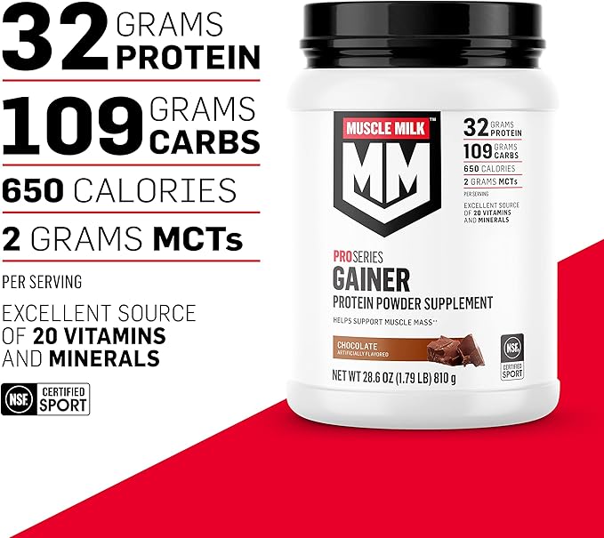 Muscle Milk Pro Series Protein Powder &amp Gainer Powder Bundle Chocolate 5lb Each 50g &amp 32g Protein