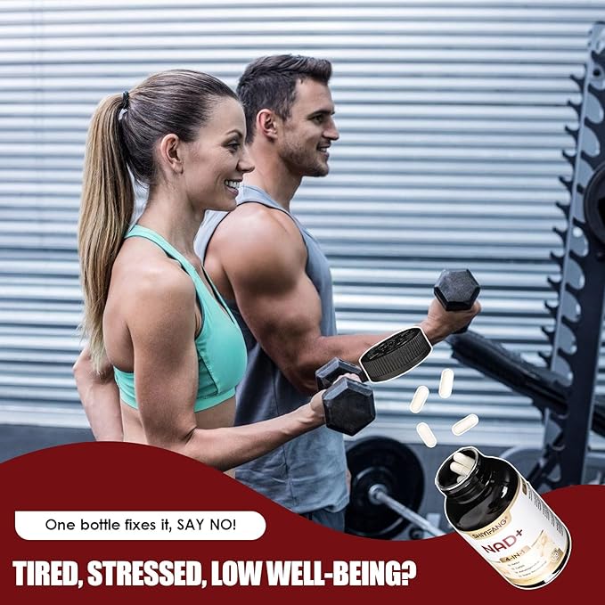 NAD+ Supplement with LipoNAD® 600mg Trans-Resveratrol 250mg Ashwagandha 200mg &amp CoQ10 50mg High Bioavailability Cellular Health &amp Anti-Aging Support for Men &amp Women