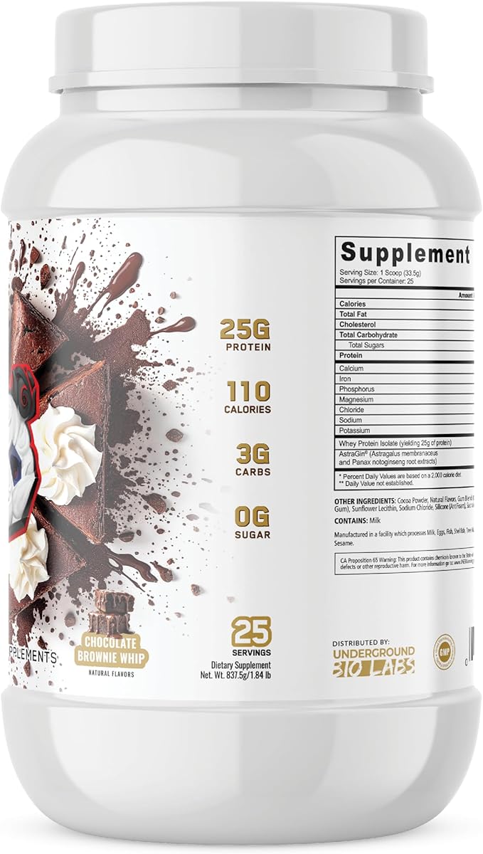 Panda Supps - Panda Fuel ISO Premium 100% Whey Protein Isolate for Men and Women with 25g Protein and 0 Sugar (Chocolate Brownie Whip) (25 Servings)