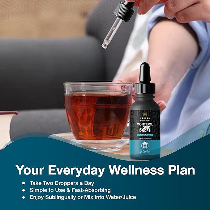 Cortisol Drops – Natural Herbal Liquid Supplement for Daily Stress Support Mood Balance &amp Adrenal Health – Calming Botanical Extracts – Alcohol-Free Formula – 2 fl oz