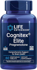 Life Extension Cognitex® Elite Pregnenolone sage Blueberry ashwagandha phosphatidylserine Advanced Formula Attention Focus Memory Gluten-Free Non-GMO Vegetarian 60 Tablets