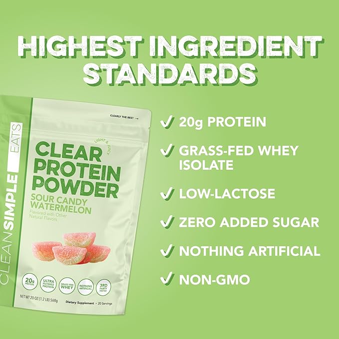 Clean Simple Eats Clear Protein Powder - Sour Candy Watermelon