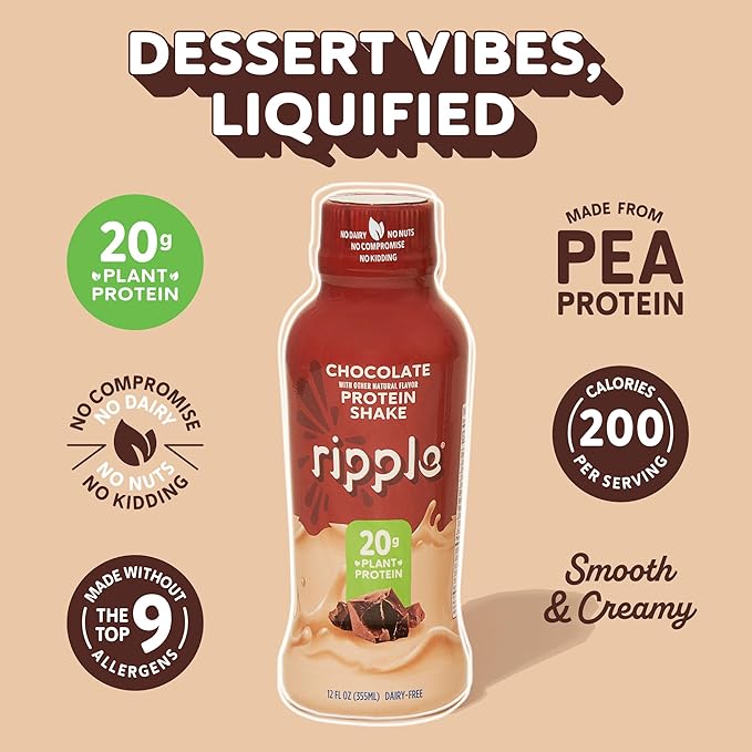 Ripple 12 oz Protein Shakes (12 Fl Oz (Pack of 12) Variety Pack (Chocolate and Vanilla))
