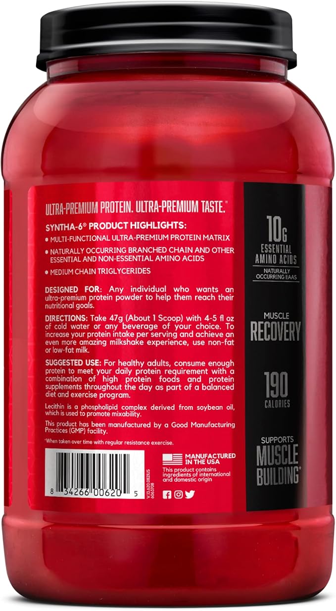 BSN SYNTHA-6 Whey Protein Powder Micellar Casein Milk Protein Isolate Chocolate Milkshake 28 Servings (Packaging May Vary)