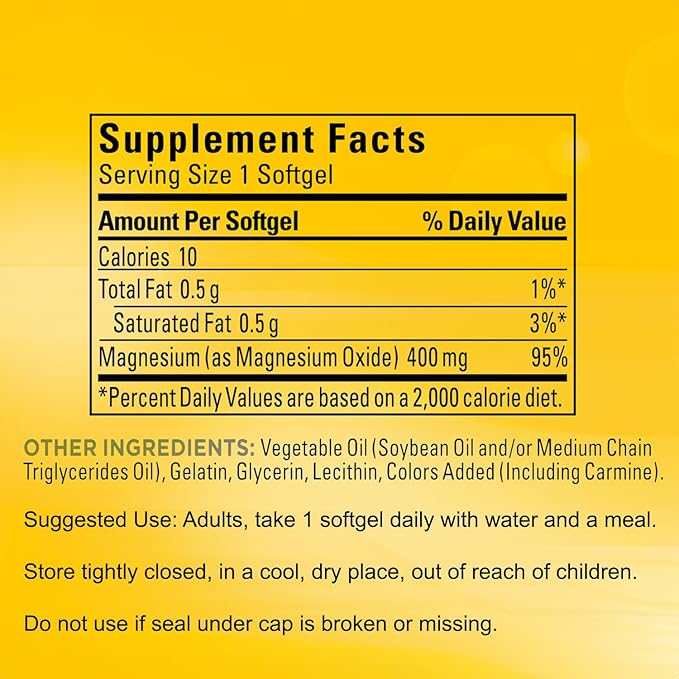 Extra Strength Magnesium 400mg Softgels | Muscle Bone &amp Nerve Support | 180 Softgels – 6 Month Supply | High Potency Daily Magnesium Supplement | Gluten Free Formula