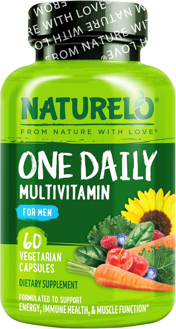 NATURELO Mens Multivitamins - One Daily Multivitamin for Men with Vitamins Minerals &amp Organic Whole Foods Boost Energy &amp Health Non-GMO 60 Vegetarian Capsules