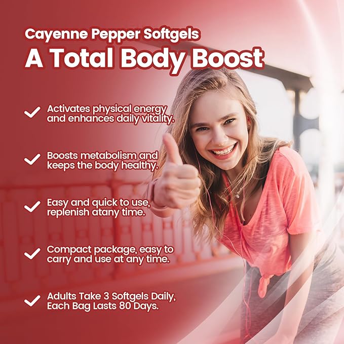 Cayenne Pepper Softgels Supplement with Vitamin E D3+K2 and Extracts of Turmeric Grape Seed Hawthorn Beetroot Berberine and Others Supports Leg Vein Heart and Blood Vessel Health (4 Pack)