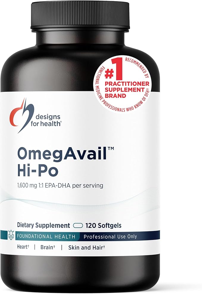 Designs for Health OmegAvail Hi-Po - TG (Triglyceride) Omega-3 Fish Oil Supplement 1600mg EPA/DHA per Serving with Lemon + Vitamin E to Minimize Fishy Taste (120 Softgels)