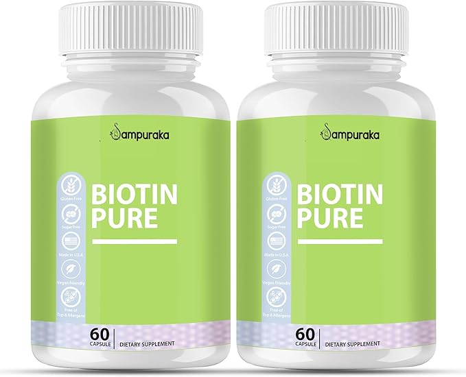 Biotin Pure for Hair Skin &amp Nails Vitamins High Potency Biotin Collagen and Antioxidant Complex 60 Capsules for Growth and Glow (2)