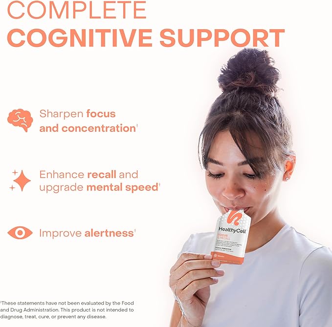 Healthycell Focus &amp Recall Brain Supplement for Memory &amp Focus + Bioactive Multivitamin for Women &amp Men Bundle