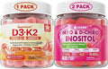 Bundle: Vitamin D3 K2 Filled Gummies &amp Inositol Gummies Ideal 40:1 Ratio Myo &amp D-Chiro
