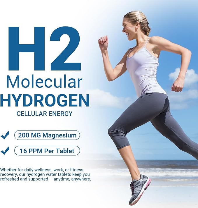 Hydrogen Water Tablets with 200MG Magnesium 16 PPM H2 Hydrogen Tablets for Drinking Water Rich in Antioxidants Supports Cellular Health Recovery Immune &amp Brain Cognitive Function (90 Servings