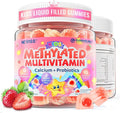 Kids Multivitamin Gummies + Calcium Probiotics Vitamin D3 C Methylated B12 &amp Methylfolate B6 A K2 E Zinc Prebiotics for Children Ages 4+ Clean &amp Sugar Free for Nutritional Support