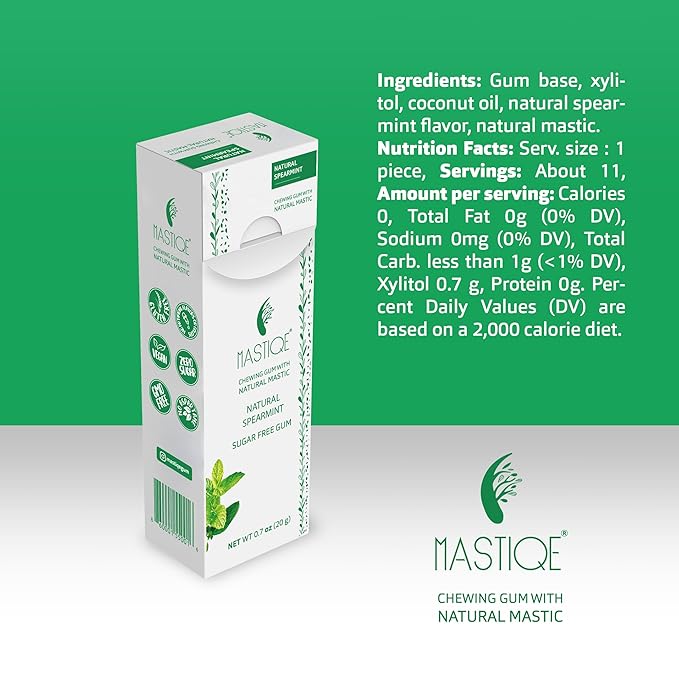 Mastiqe Sugar Free Hard Chewing Gum with Natural Mastic (Spearmint)