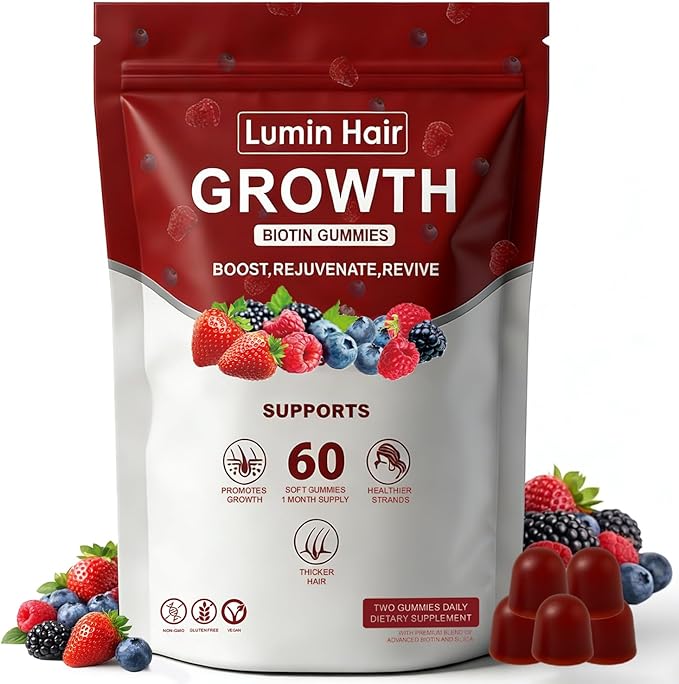Growth Gummies for Black Women 60 Vegan Gummies Daily Hair Nourishment with Biotin Collagen &amp Botanical Extracts Supports Healthy Hair Growth &amp Strength