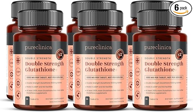 Glutathione 1000mg x 360 Tablets (6 Bottles of 60)- w/500mg Glutathione 300mg ALA and 200mg VIT C per Tablet