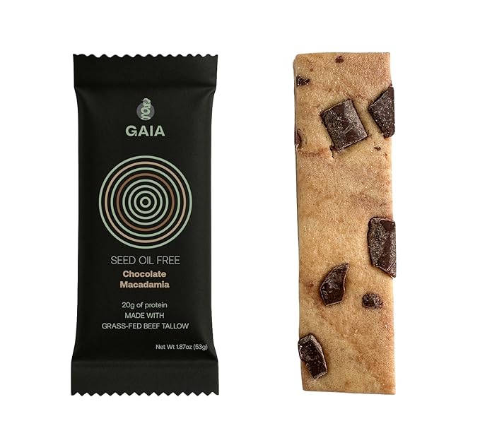 Gaia Foods Protein Bar Chocolate Macadamia Protein Bar Pack of 12 Protein Bars | 20g of Protein | Seed Oil Free | Soy Free | High Protein