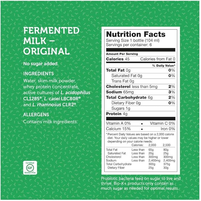 Bio-K + Drinkable Probiotics for Women &amp Men Original Flavor 50 Billion Live and Active Bacteria Fermented Dairy - Shipped Cold (6) Bottles 3.5 fl. Oz