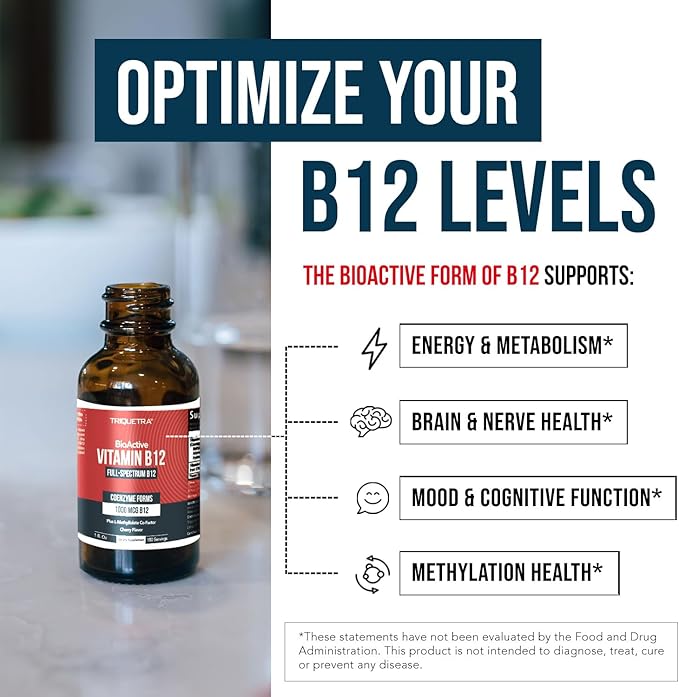 Organic Vitamin B12 - 5000 mcg 3 BioActive Forms B12: Methyl B12 Adenosyl B12 &amp Hydroxy B12 - Plus L-Methylfolate Cofactor | Sublingual Form Cherry Flavor Vegan Non-GMO (120 Servings - 2 Pack