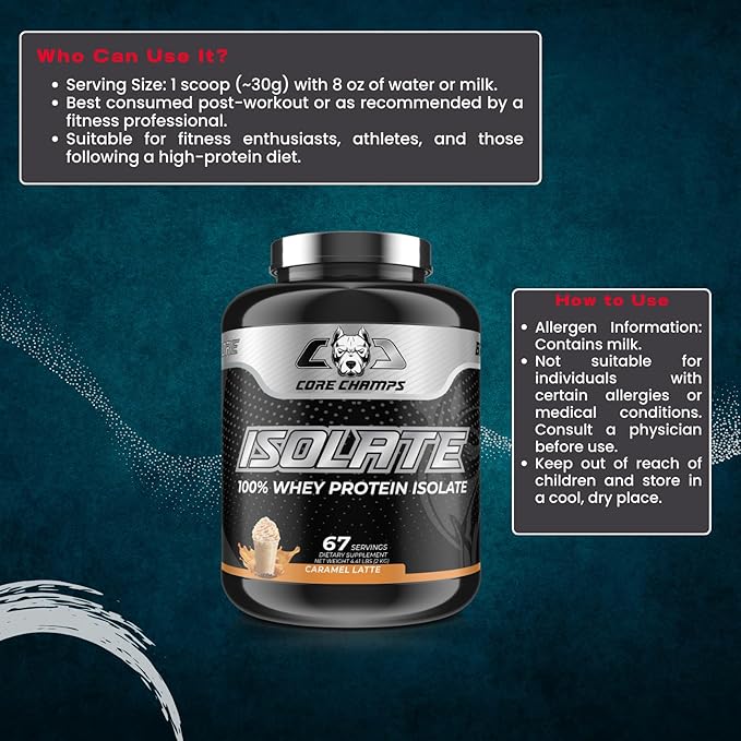 Isolate Protein Powder | 100% Whey Isolate | 25g Protein + All Essential Amino Acids | for Strength &amp Lean Muscle | 4.4 Pounds (Caramel Latte)