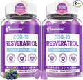 7-in-1 Trans-Resveratrol Gummies 500mg Complex - with CoQ10 DHA Vitamin C E &amp Grape Seed - Support Healthy Aging &amp Vitality - Zero Sugar Blueberry Flavor -120 Count (60-Day Supply / 2 Pack)