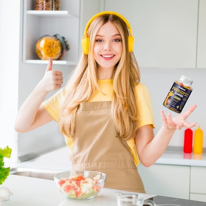 NuBest Daily Probiotic Gummies for Kids &amp Teens with 5 Billion CFUs | Supports Immune Gut and Digestive Health | No Added Sugar | Yummy Strawberry &amp Orange Flavors | 60 Premium Vegan Gummies
