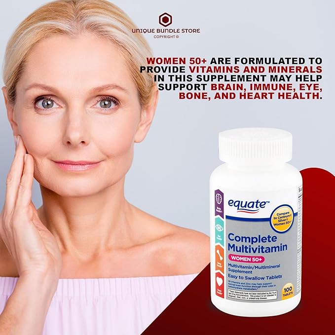 Unique Bundle Store Multivitamin for Women 50 Plus – 100 Tablets One Daily Women’s Multivitamin with Essential Vitamins and Minerals Adult Vitamins for Women Over 50 (Pack of 3)