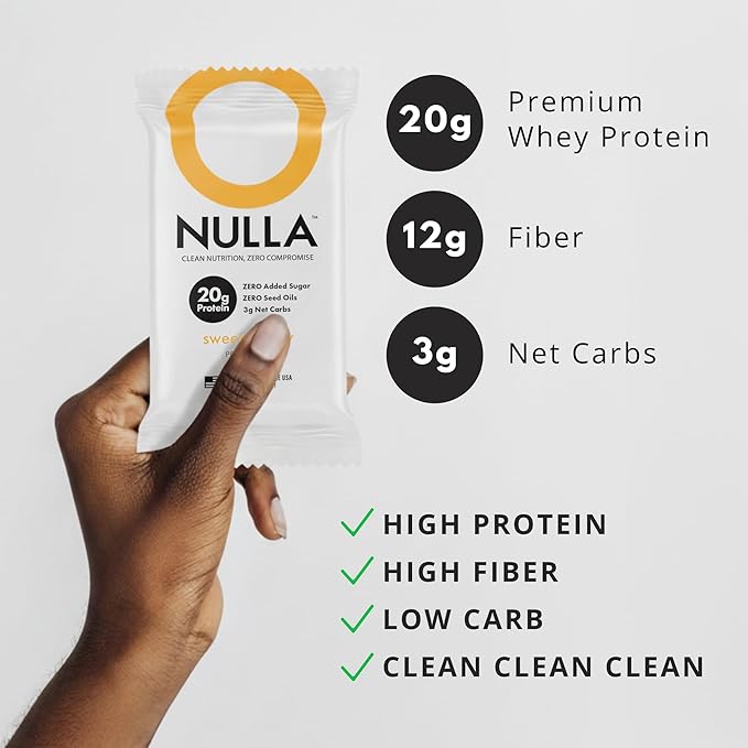 Nulla Bar 12 Count Box NO SEED OILS 20 grams Protein 2-3g Net Carbs (Sweet + Salty)