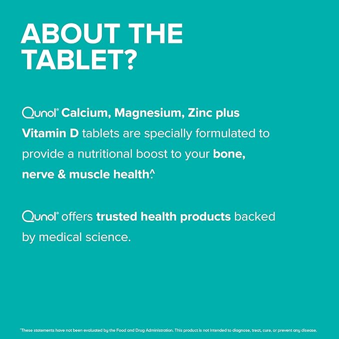 Qunol Calcium 3 in 1 Tablets with CalciumMagnesium &amp Zinc for Immune SupportBoneNerveand Muscle Health Supplement270 Count (Pack of 2)