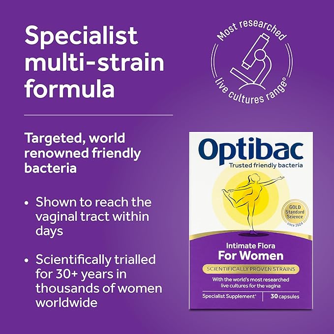 OptiBac Probiotics for Women - 30 Capsules | Vaginal Probiotic with Lactobacillus rhamnosus GR-1 &amp Lactobacillus reuteri RC-14 | Supports Intimate Flora pH Balance &amp Urinary Health