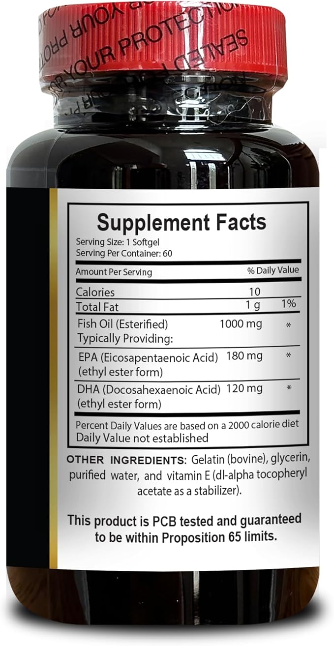Fish Oil with EPA &amp DHA | Supports Joint Function | Fish Oil Supplement from 8 Deep Sea Fishs | Immune Support - 2 Bottles 120 Capsules