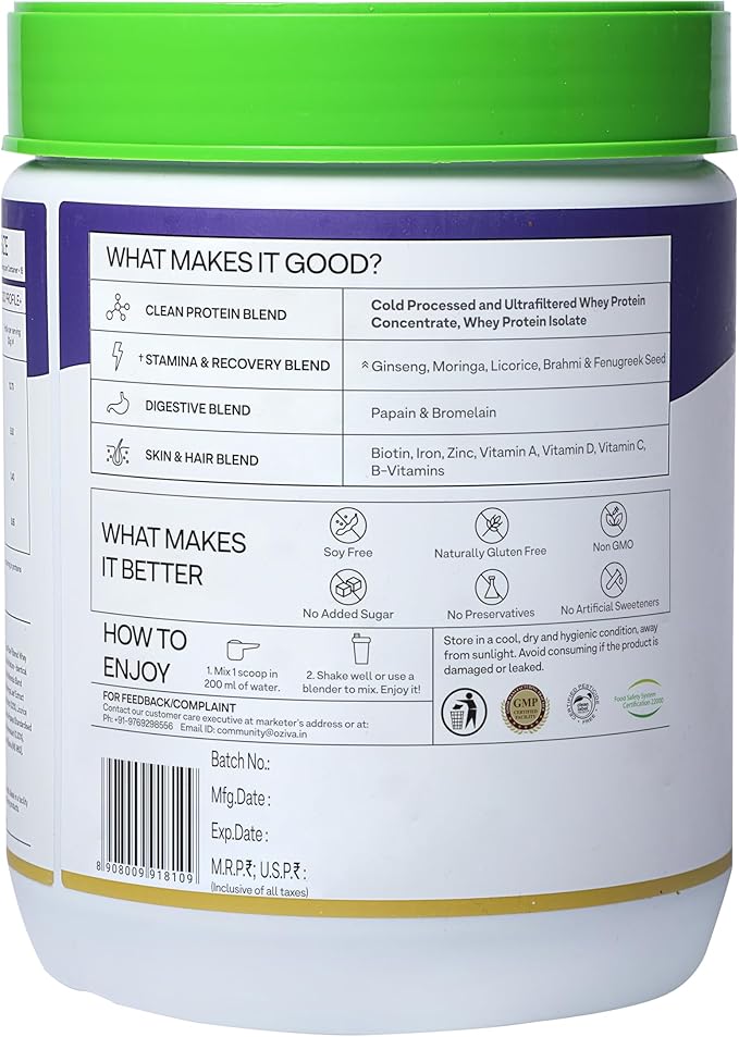 OZiva Protein &amp Herbs Men with MultivitaminsAshwagandhaBrahmiMaca Musli for Improved Stamina Lean Muscles &amp Recovery 1.1 lbs Cafe Mocha. Soy Free Gluten Free Non GMO
