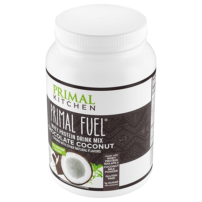 Primal Kitchen Primal Fuel Chocolate Coconut Whey Protein Powder Gluten and Soy Free 1.94 Pounds