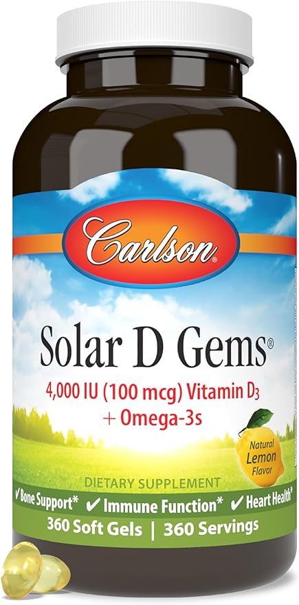 Carlson Solar D Gems 4 000 IU D3 + 115 mg Omega-3s 360 Soft Gels