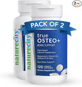 NatureCity True-Osteo+ Bone Support with Ashwagandha – for Strength &amp Density – Plant-Based Calcium with Organic AlgaeCal Magnesium Vitamin D3 K2 Silicon &amp Stress Support | 240 Veggie Caps