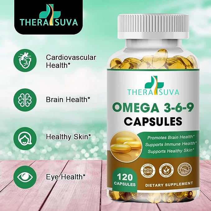 High-Potency Omega 3-6-9 100% Vegan Sourced Natural Supplement for Heart and Joint Health 2 Month Supply 120 Softgels