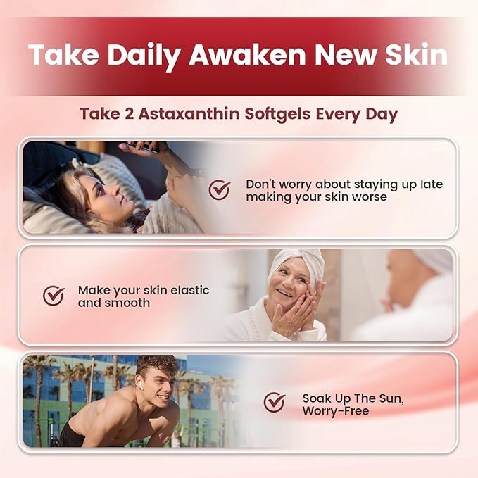 10 in 1 Astaxanthin Supplements 24mg 16 Month Supply Astaxantina Antioxidant from Haematococcus Pluvialis Contains Lycopene Grape Seed Vitamin E &amp More Supports Eye Joints Skin Health 4 B