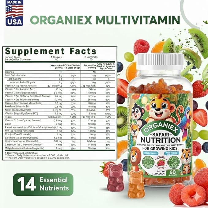 Kids Multivitamin Love Bear Gummies - Packed with 14 essential vitamins &amp minerals including A C D E B-complex Zinc &amp Iron to support growth immunity &amp energy Delicious &amp Fun 6