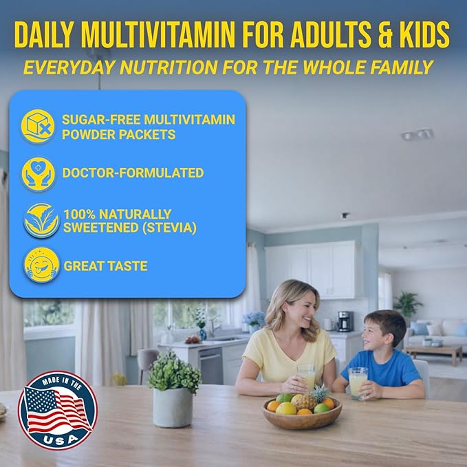 Dr. Price's Multivitamin for Women and Men | Tropical 30 Servings | Daily Supplement Powder with Vitamin C B Complex &amp Minerals | Sugar Free Drink Mix | Doctor-Formulated Made in USA Non GMO