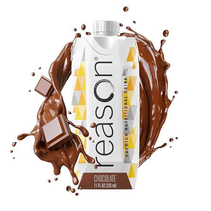Reason Premium High Calorie Protein Drink - Free of Soy Gluten GMO Artificial Flavors and Sweeteners - NSF Certified - Lactose-Friendly Great for Tube-Feeding - Chocolate 11 oz