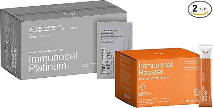 Immunocal Pack of 2 (1 Platinum and 1 Booster Energy Performance) - Glutathione Precursor Whey Protein Isolate Rapid Energy