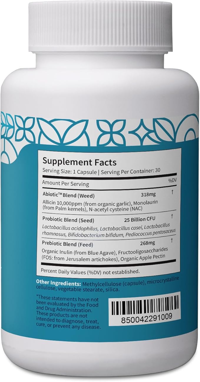 Pattern Wellness Gut Support Supplement - Digestive Support - Probiotic + Prebiotic Blend - Vegan Non-GMO - 3rd Party Lab Tested - 30 Capsules
