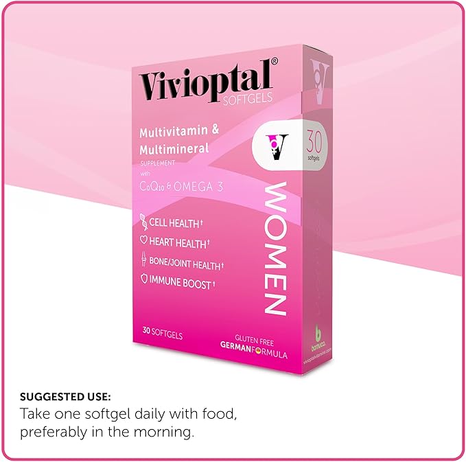 Vivioptal Women 30 Capsules CoQ10 &amp Omega-3 Multivitamin &amp Multimineral Gluten Free German Formula